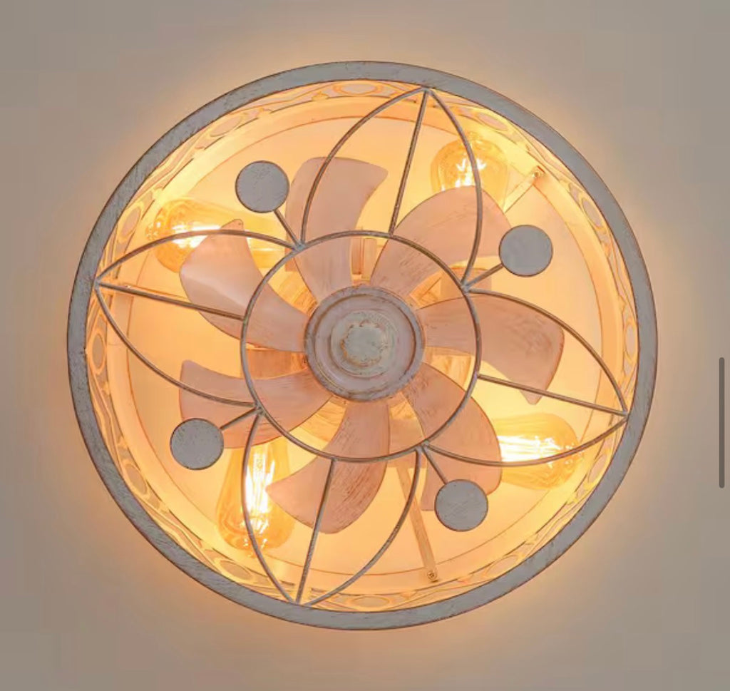 16.5 in. Gold/White Flush Mount  Ceiling Fan with Light Kit