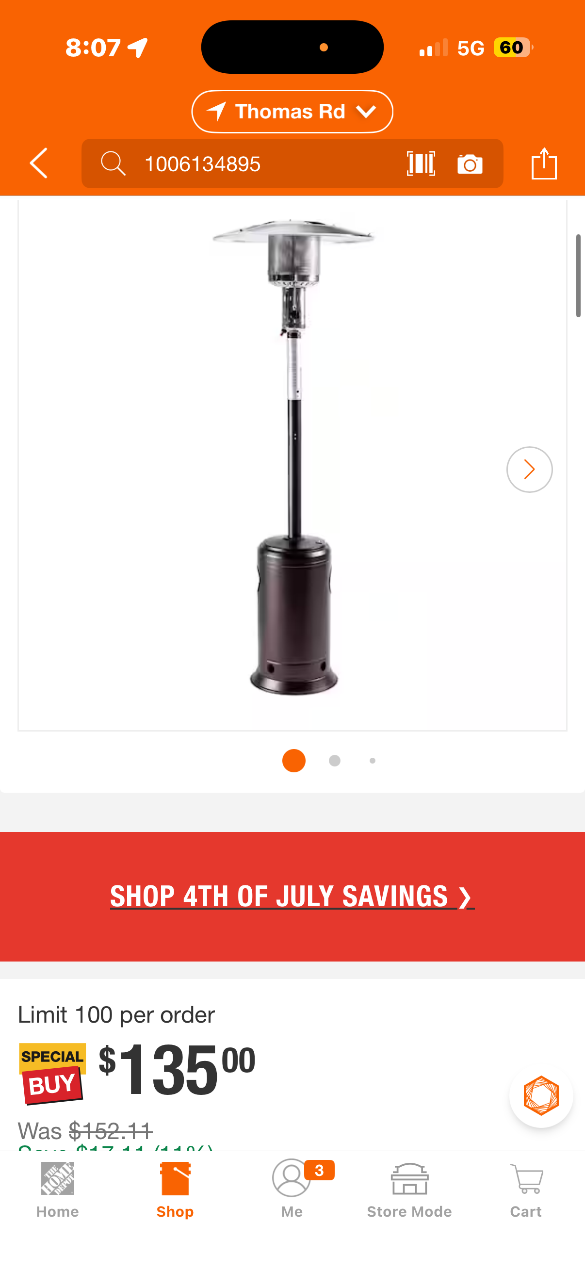 Hammered Mocha Propane Outdoor Flame Patio Heater