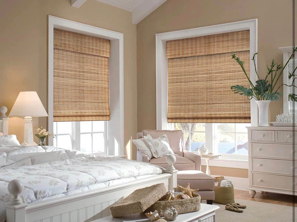 No Tools No Drill Cordless Bamboo Roman Shades