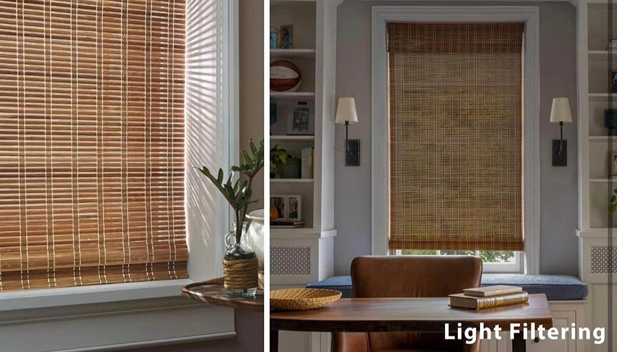 No Tools No Drill Cordless Bamboo Roman Shades
