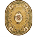 Classic Light Gold/Green 5 ft. x 7 ft. Oval Border Area Rug