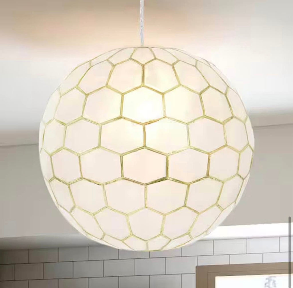 1 Light Antique Gold Globe Pendant 14 in