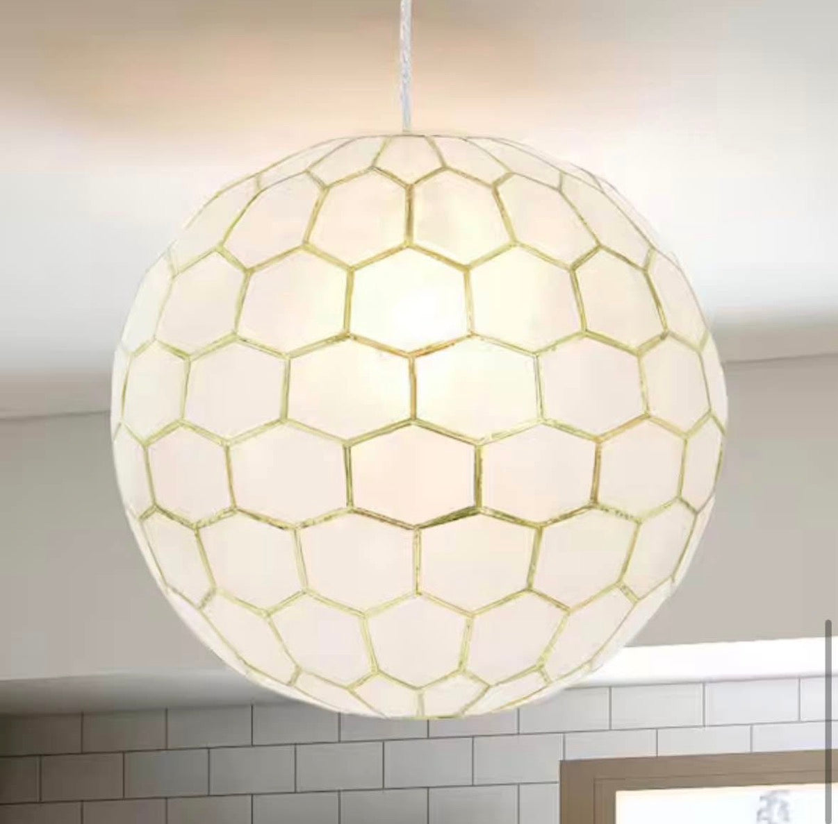 1 Light Antique Gold Globe Pendant 14 in