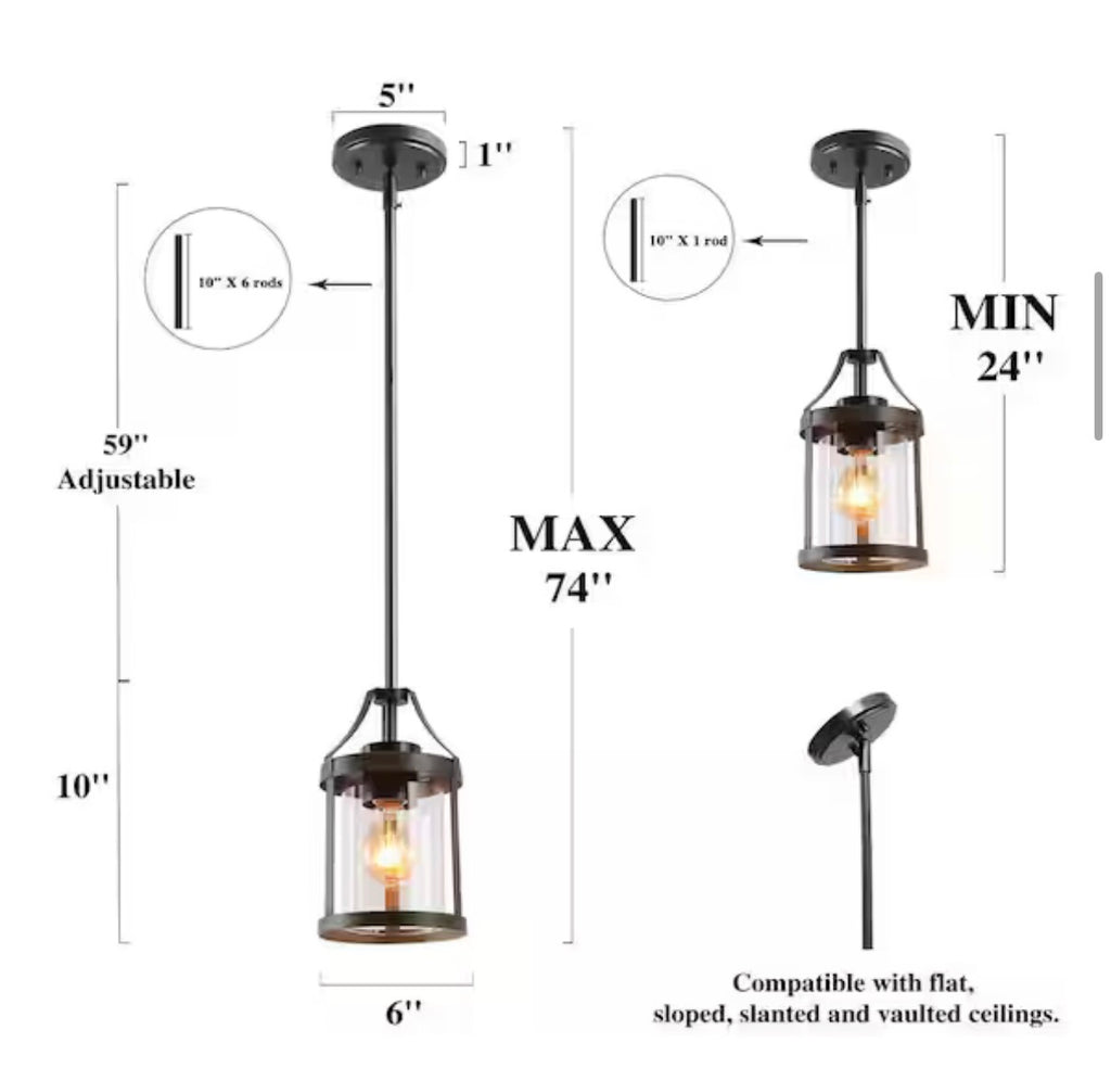 Modern Wood Accent Pendant light set of (2)