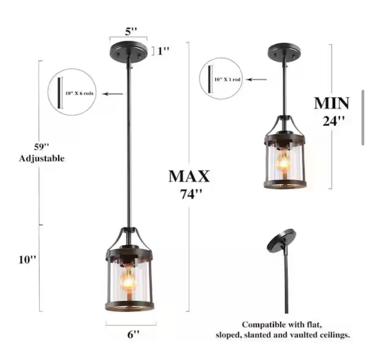 Modern Wood Accent Pendant light set of (2)