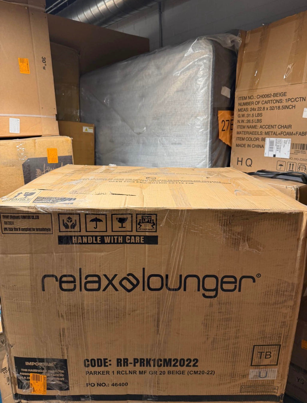Preston 38 in. Width Big and Tall Beige Recliner