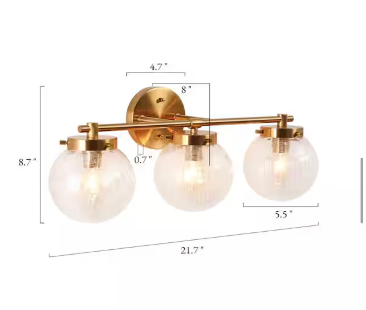 Lunary Modern 3-Light Plated Brass Bathroom Vanity Light