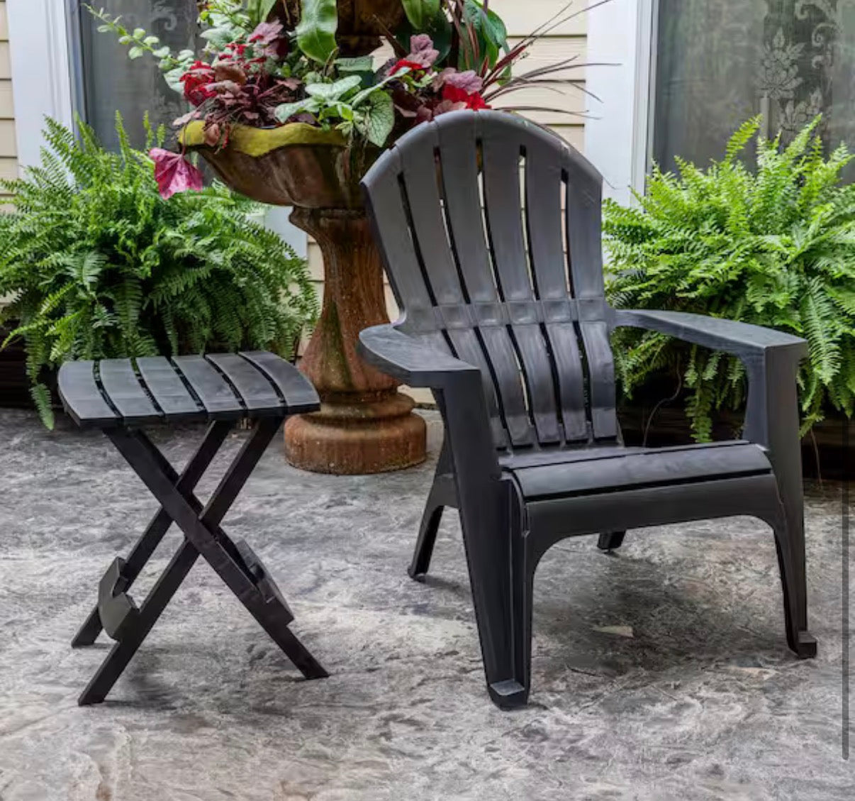Quik-Fold 20 in. Resin Black Square Patio Side Table