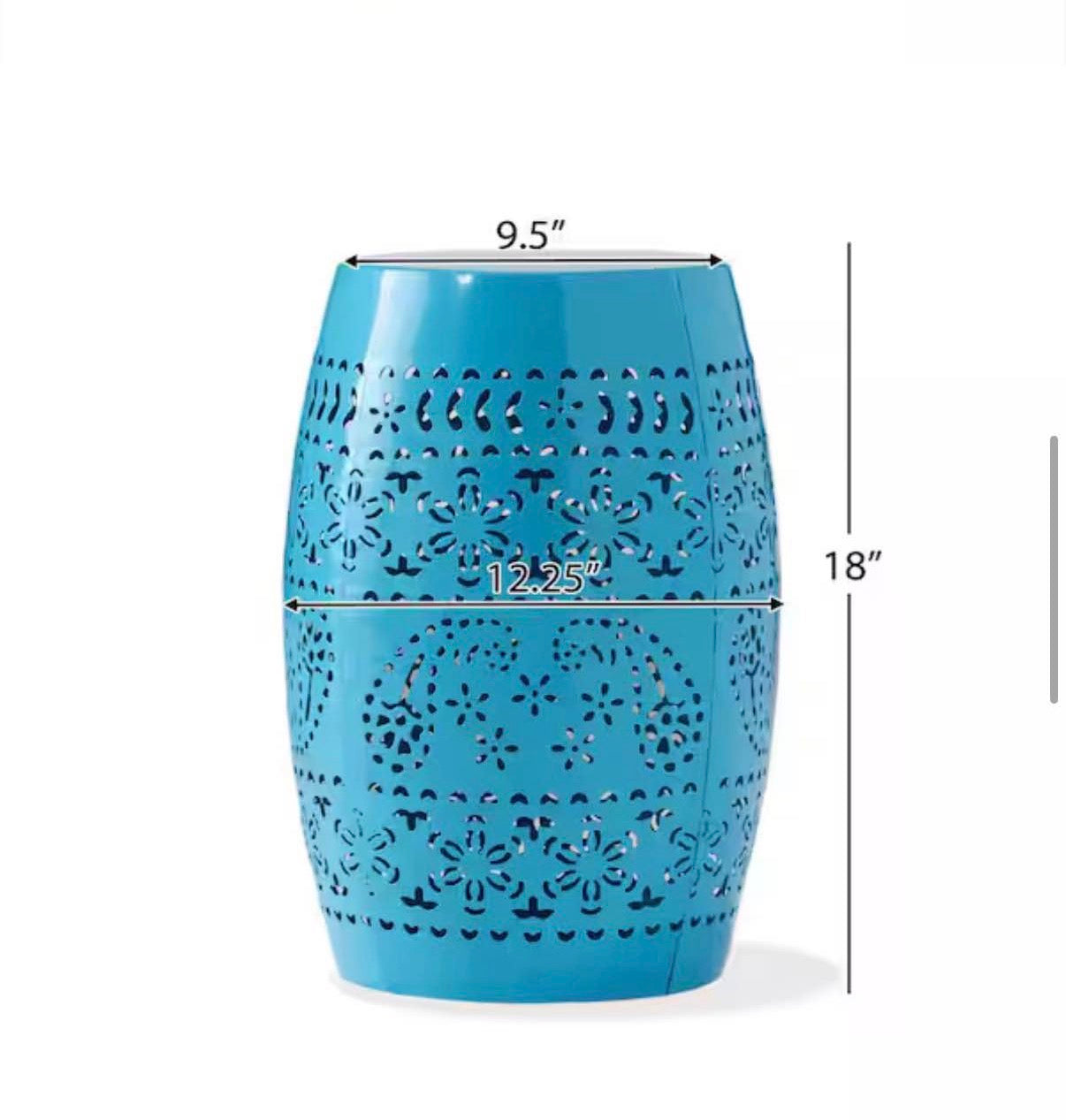 Marie Blue Round Metal Outdoor Patio Side Table