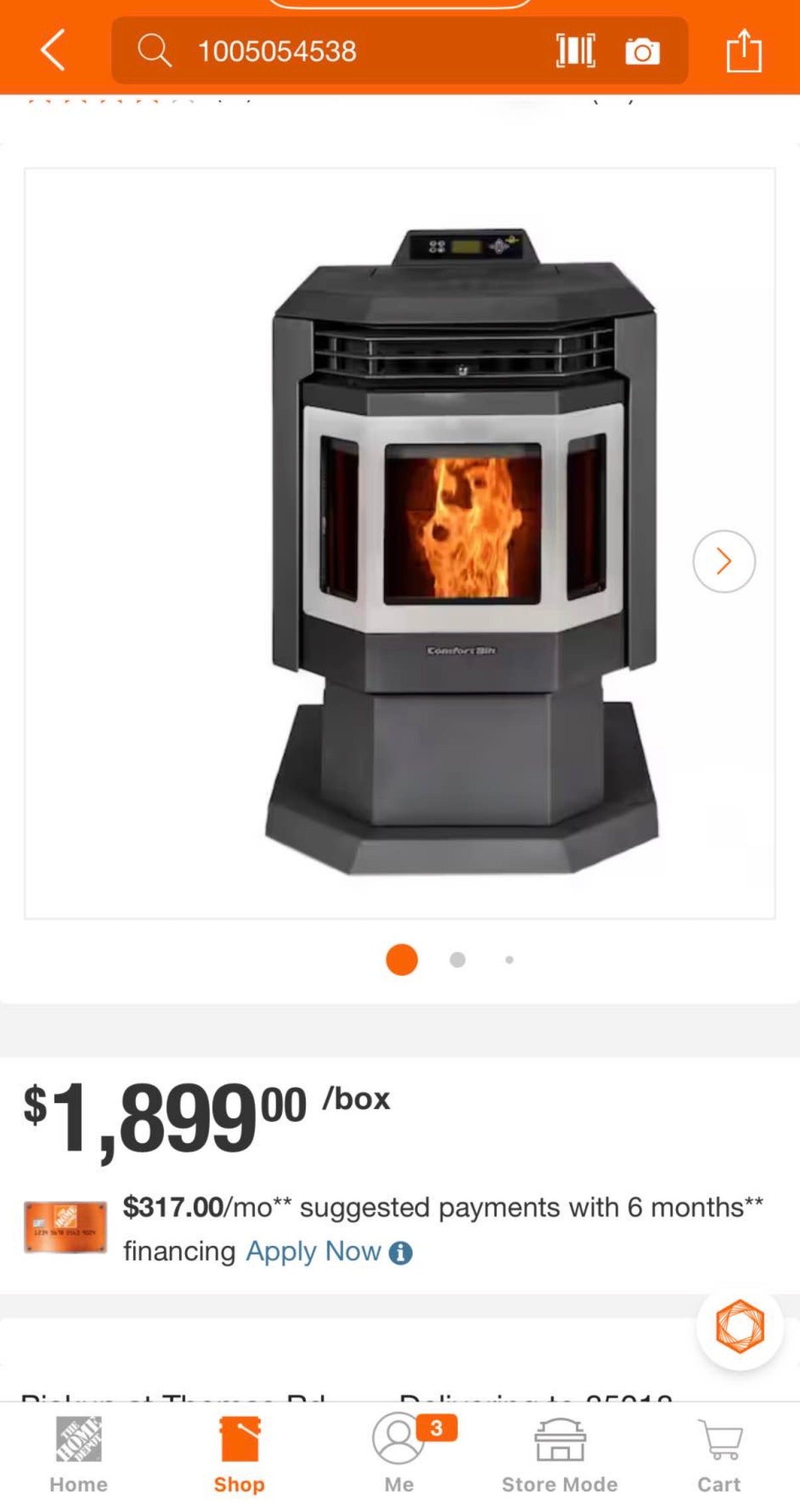 HP21-SS Pellet Stove 2,400 sq. ft (missing parts)