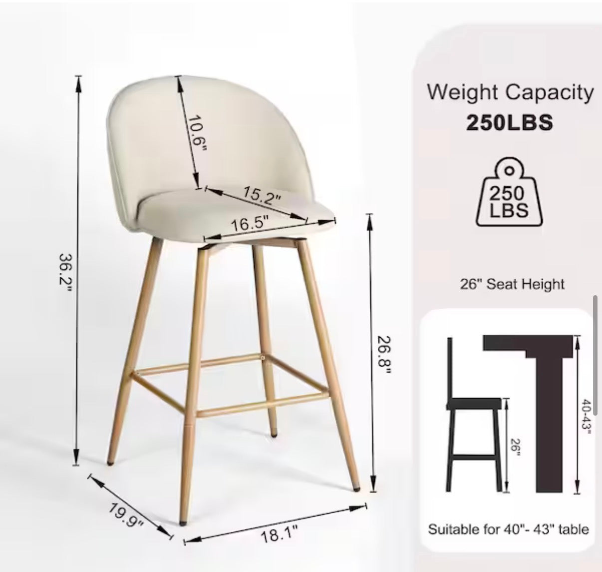 Haseeb Modern Swivel Bar Stool