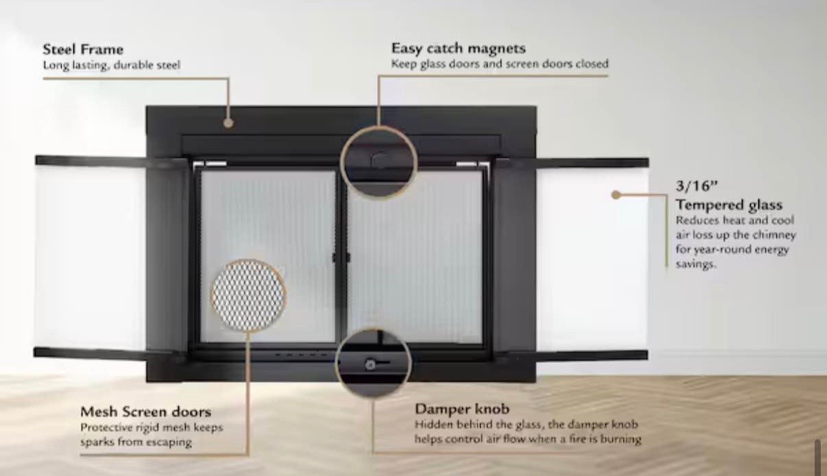 Alpine Small Glass Fireplace Doors