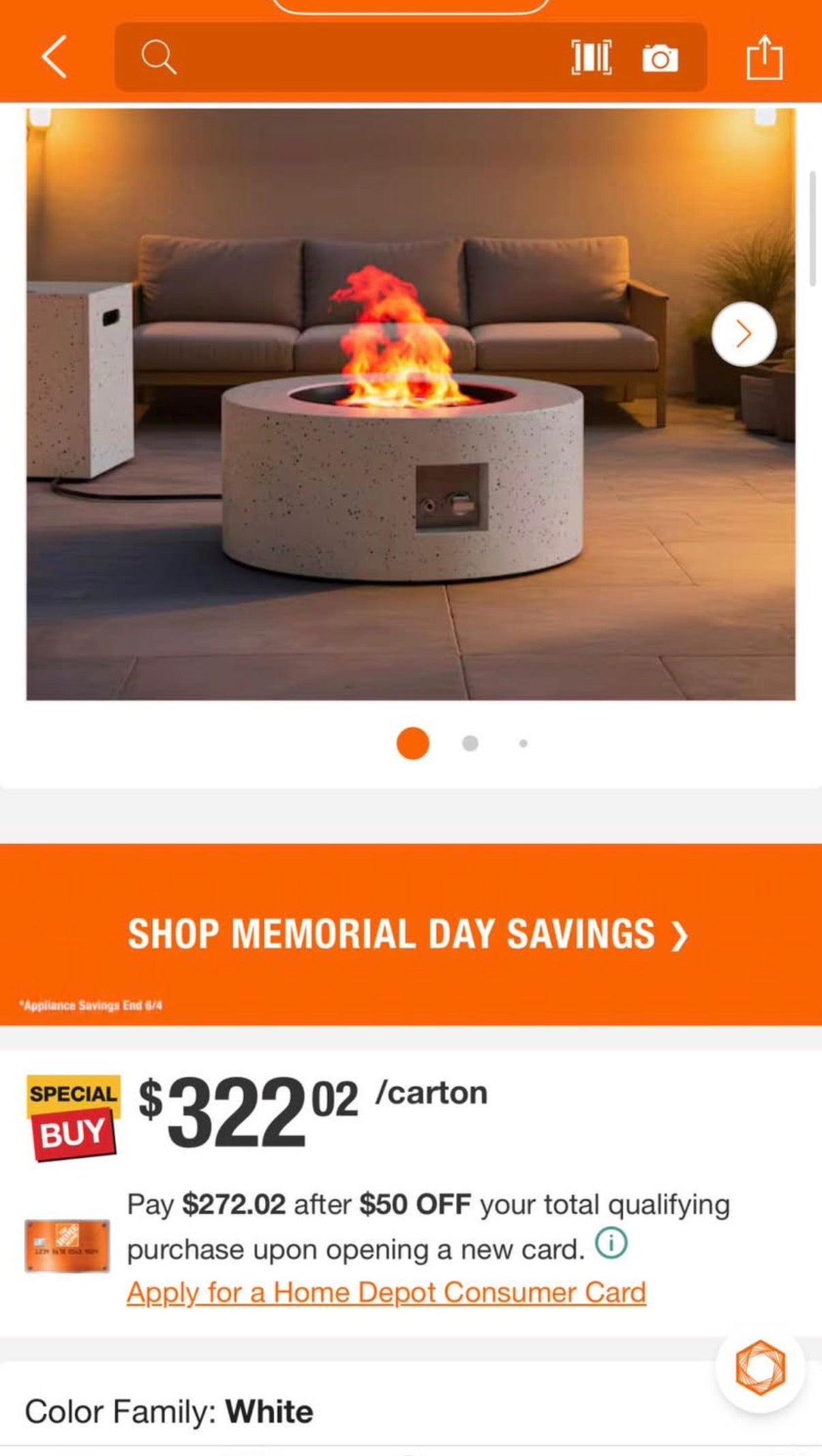 30 in. Round Firepit Table White with Black Dots