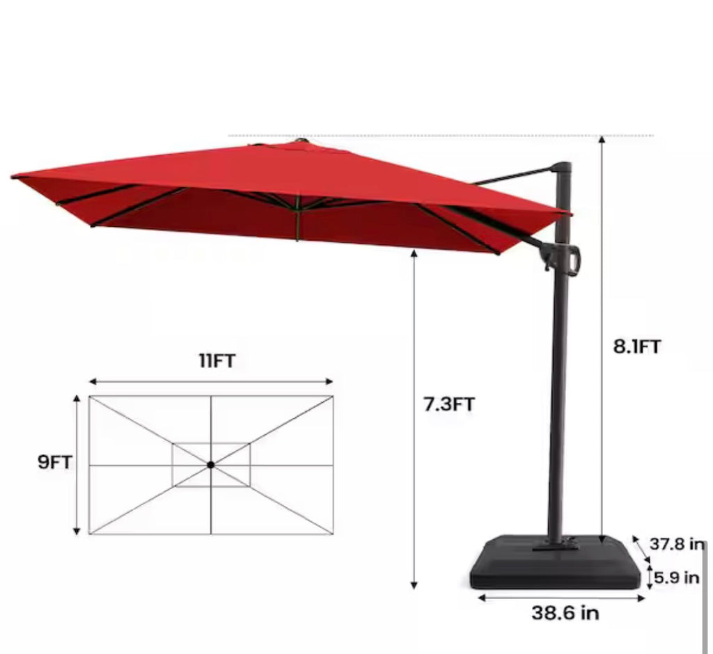 9 ft. x 11 ft. Aluminum Outdoor Cantilever umbrella