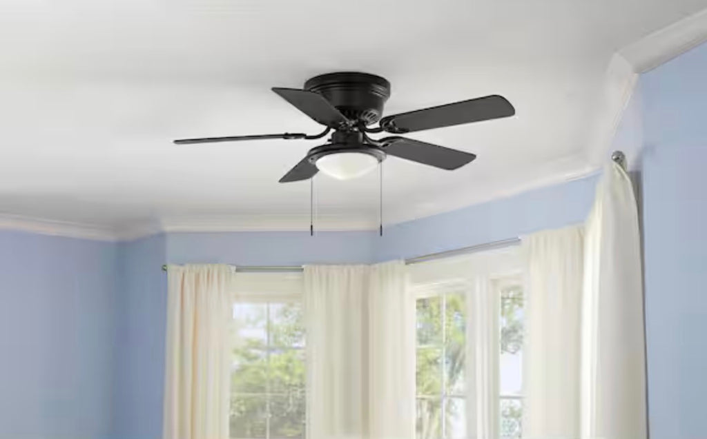 Hugger 44 in. LED Indoor Matte Black Ceiling Fan with Light Kit