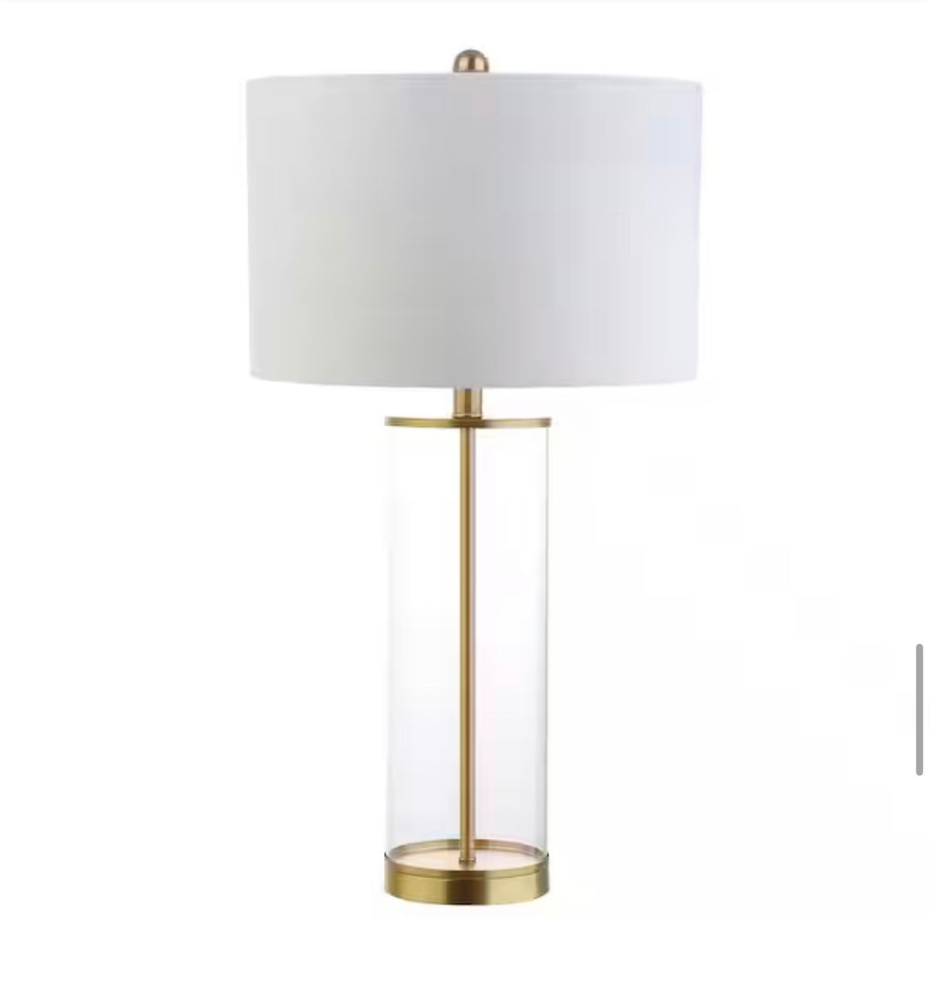 Collins 29 in. H Brass Gold Glass Table Lamp