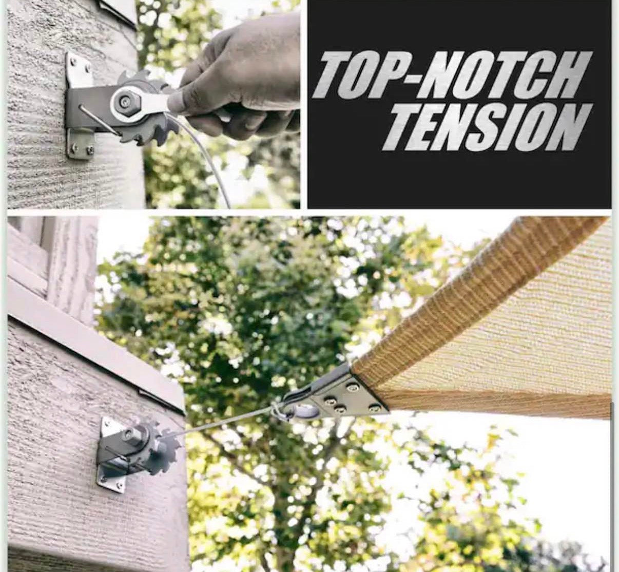 Waterproof 14 ft. x 14 ft Sun Shade Sail with Tension Ratchet Winch kit