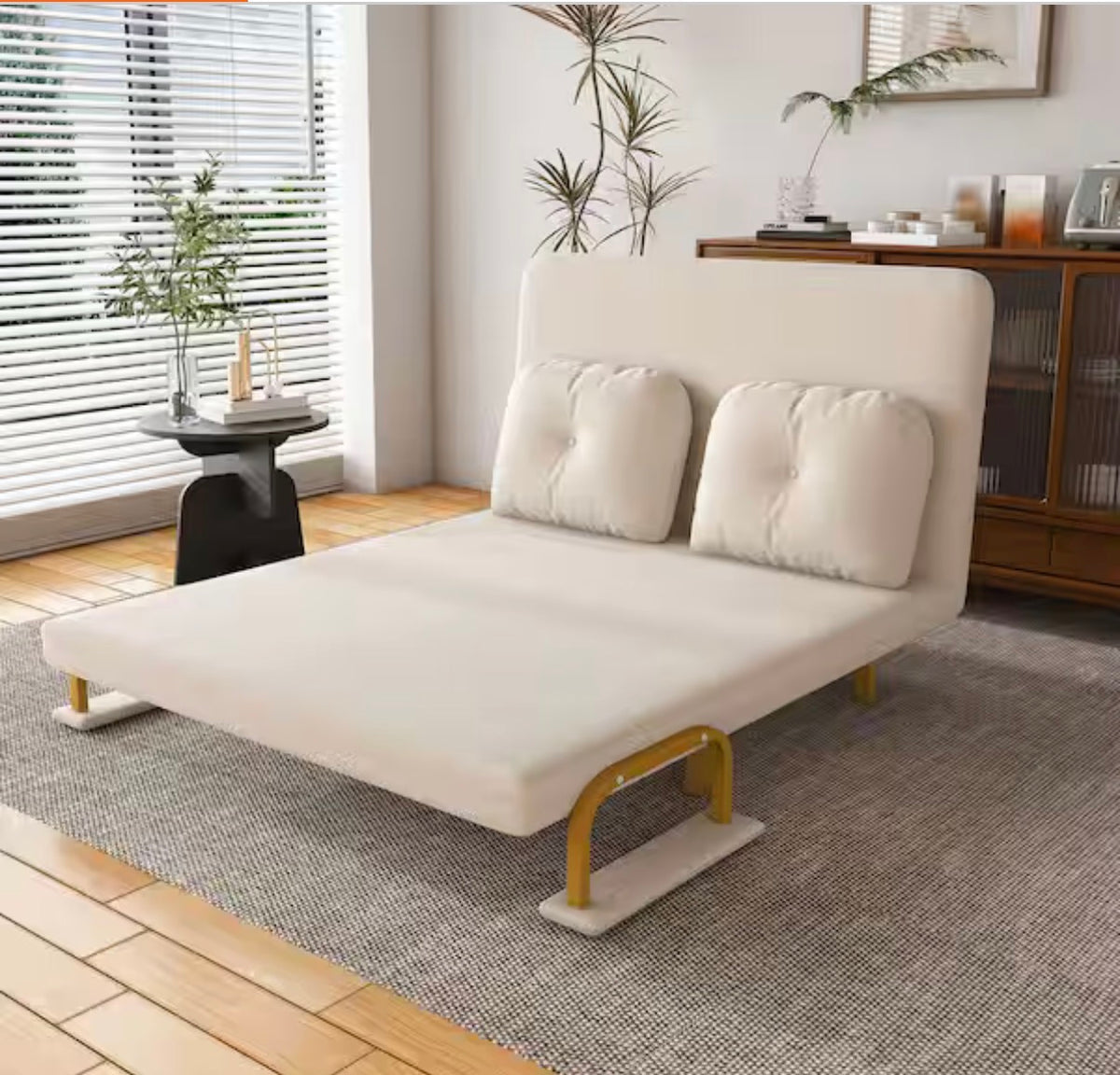 Convertible Beige Full Size Sofa Bed