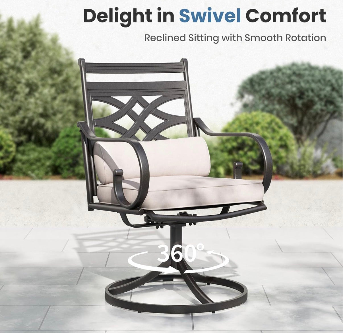 Swivel Patio Dining Chairs, Set of 2