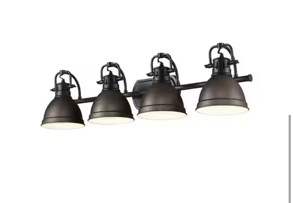 Duncan 33.5 in. 4-Light Vanity Light with Bronze Shade