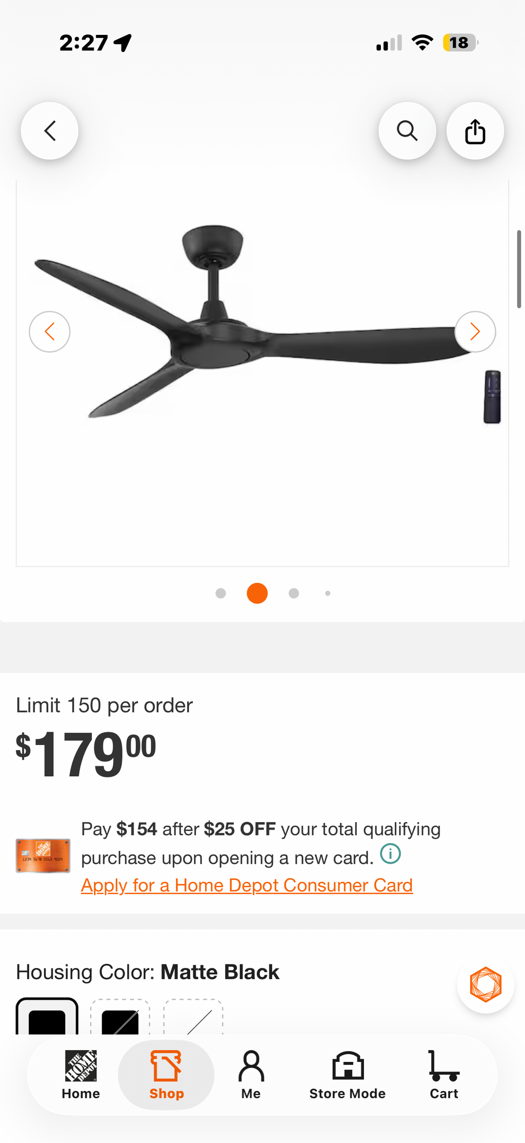 Tager 52 in. Smart Indoor/Outdoor ceiling fan (used)
