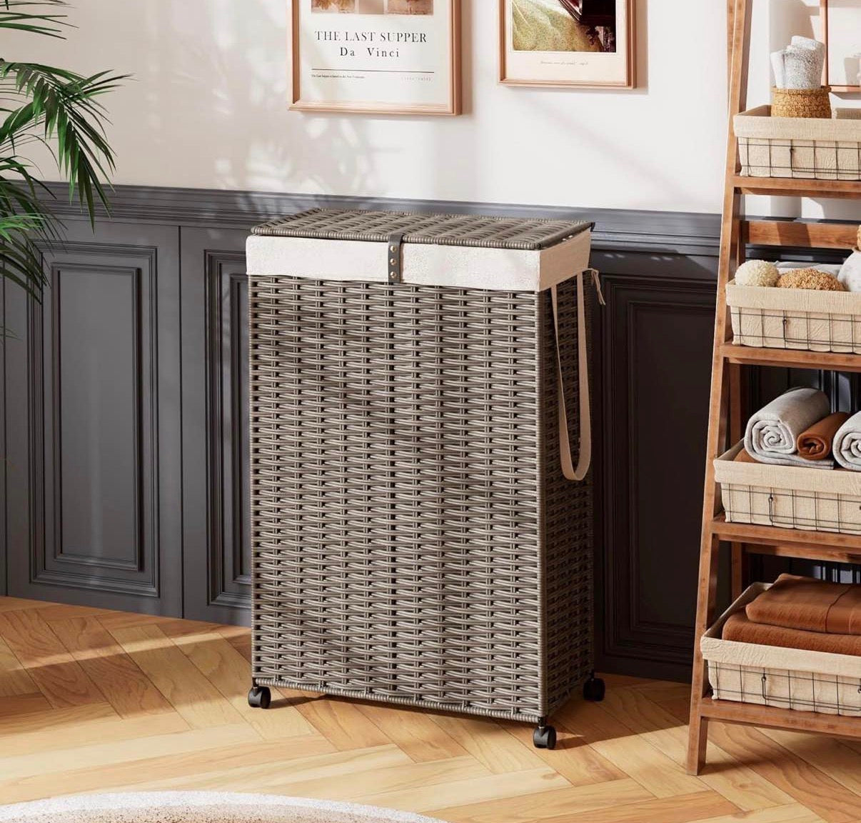 Rolling Laundry Hamper with Wheels and Lid