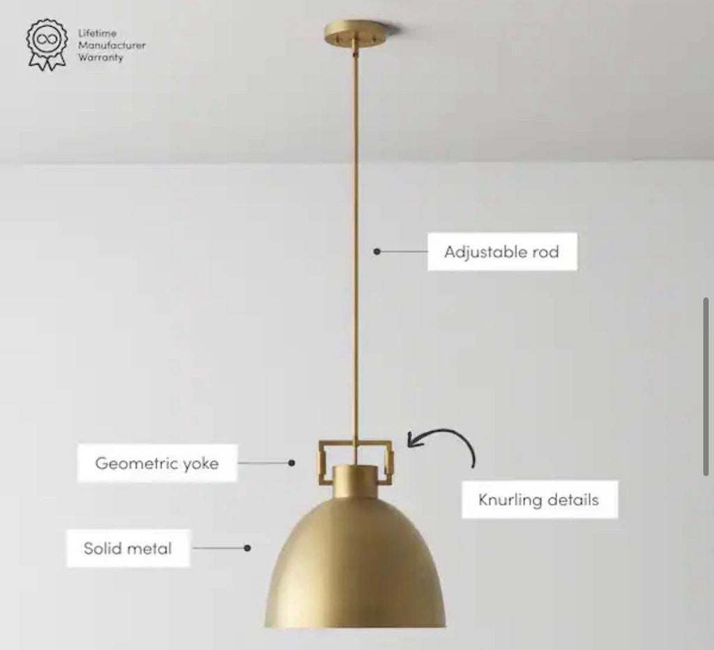 Antiqued Brass Shaded Pendant Light