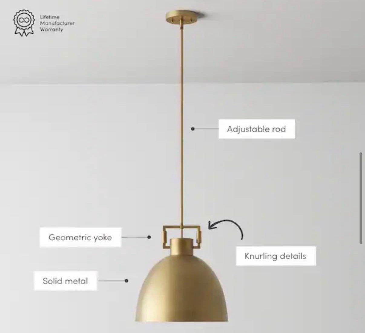 Antiqued Brass Shaded Pendant Light