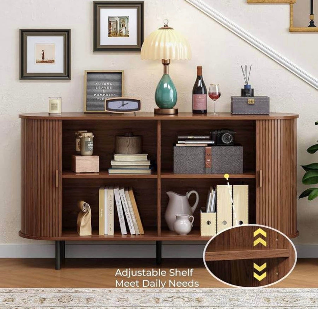 (55"/Walnut) Buffet Sideboard  Cabinet with Storage
