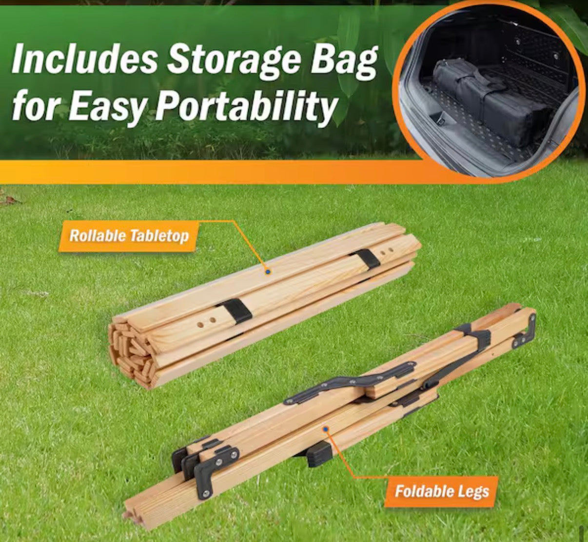 Portable Camping Wood Picnic Table