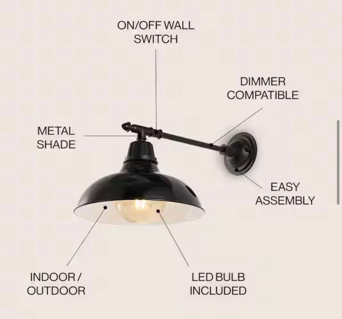 2-Pack Jonathan Y  Wallace Farmhouse Outdoor Sconces