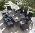 10-Piece Wicker Patio Outdoor Dining Set with Glass Tabletop