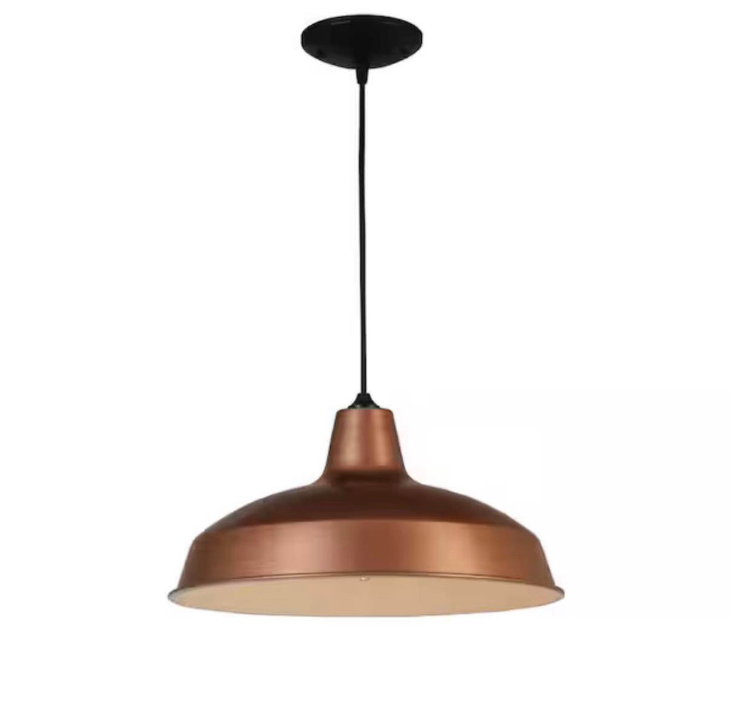 Vintage Copper Warehouse Pendant Light with Metal Shade