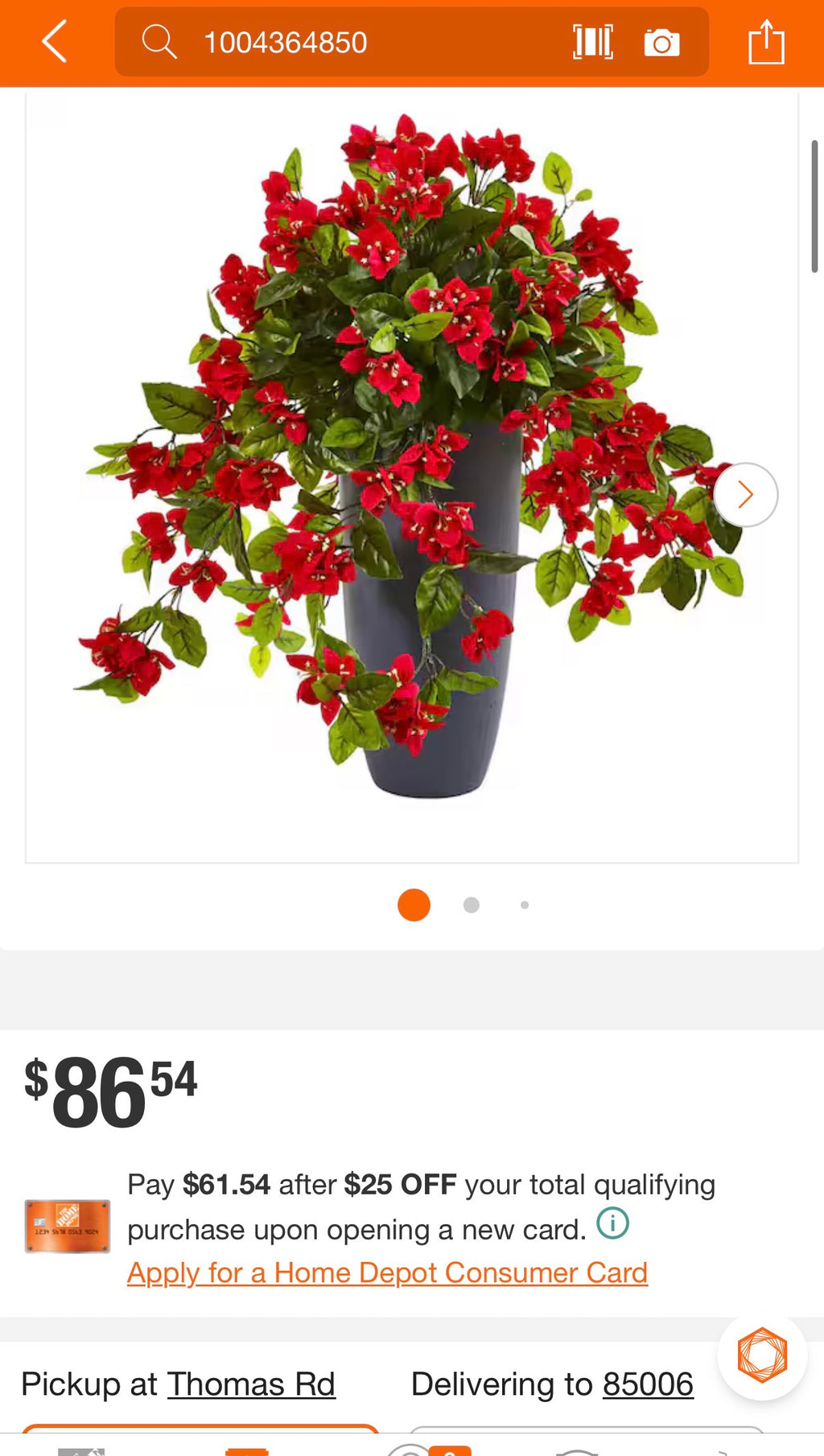 Indoor/Outdoor 26 in. Artificial Bougainvillea Plant in Gray Planter