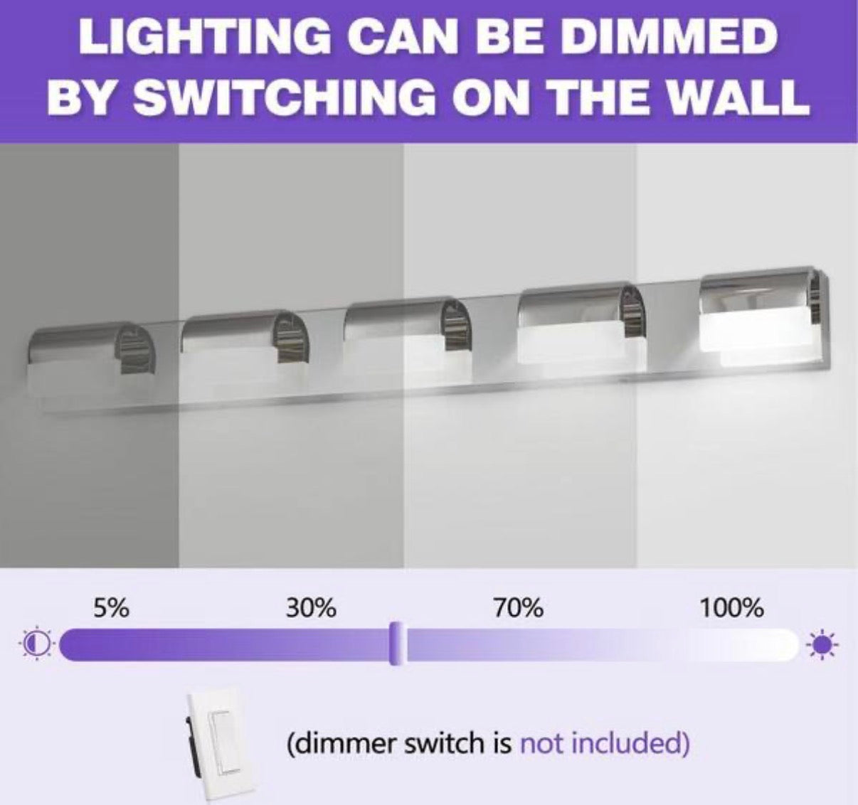 Modern 5-Light Chrome LED Bathroom Vanity Light