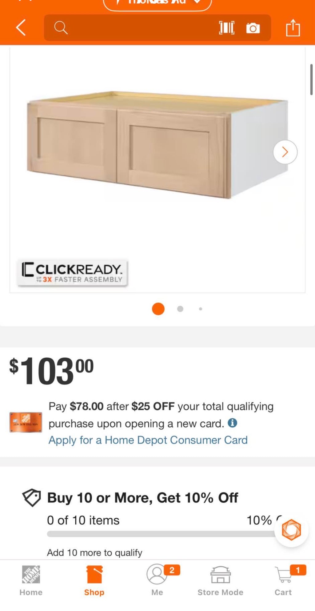 36 in. Wall Bridge Kitchen Cabinet with CLICKREADY Technology