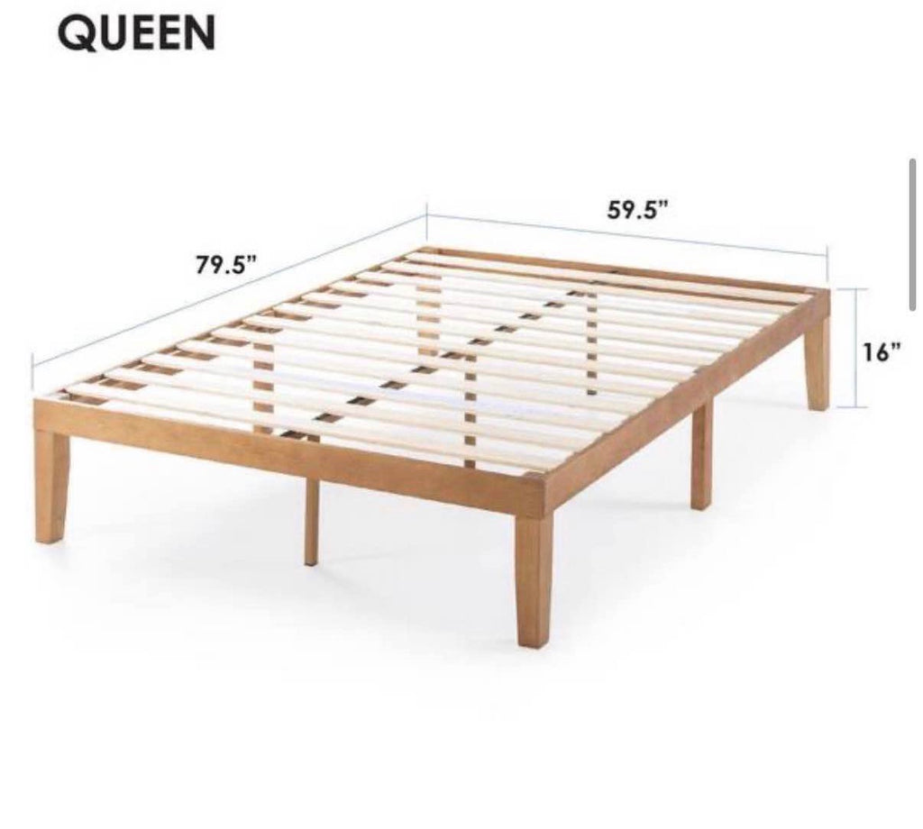 Naturalista Classic Brown Natural Pine Solid Wood Frame Queen Platform Bed