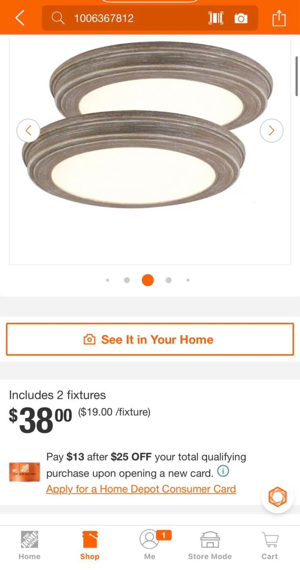 7 in. Gray Wood LED Round Flush Mount Ceiling Light (2-Pack)