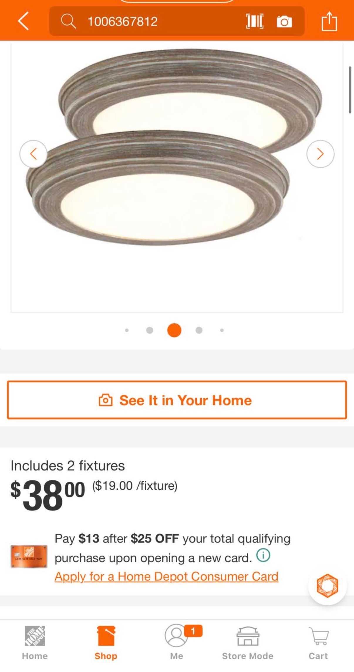 7 in. Gray Wood LED Round Flush Mount Ceiling Light (2-Pack)