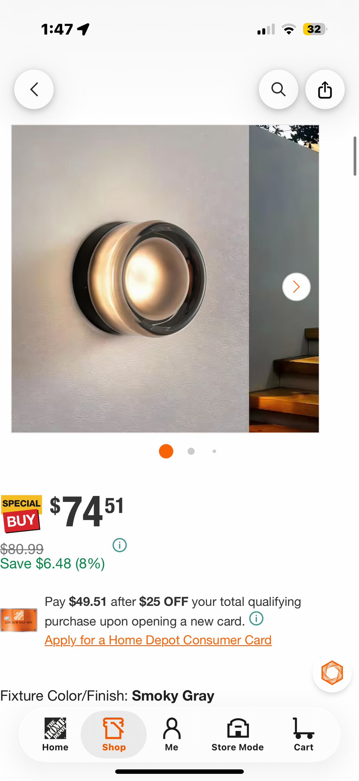 Eva 1-Light LED Smoky Gray Dimmable Mini Wall Sconce