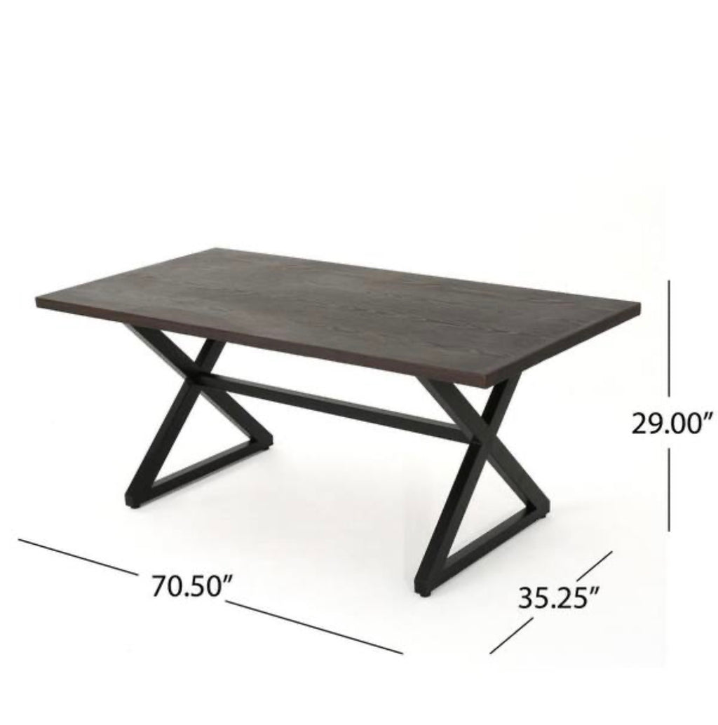 Rolando Brown Metal Outdoor Patio Dining Table