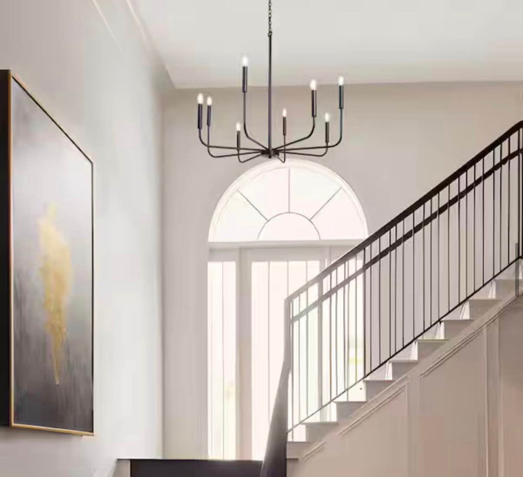 Industrial 31.5 in. 8-Light Black Candlestick Chandelier