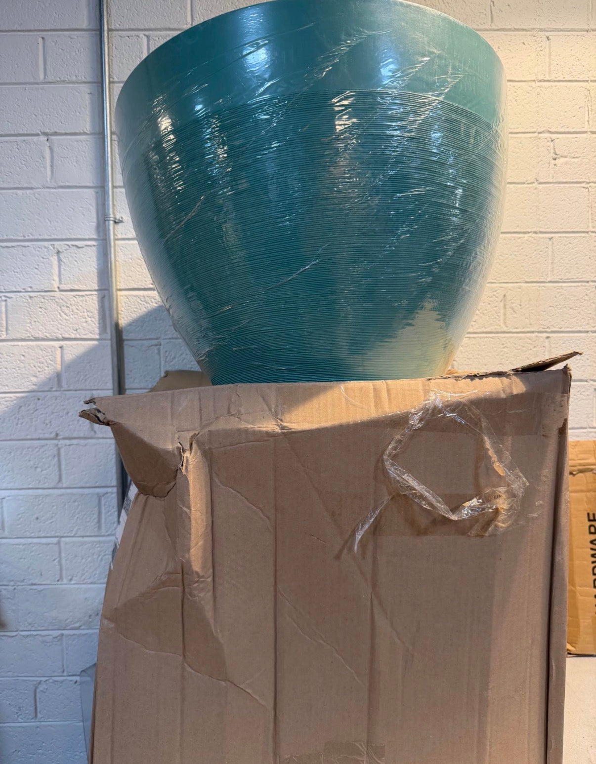 Large Teal Resin Lightweight Round Planter