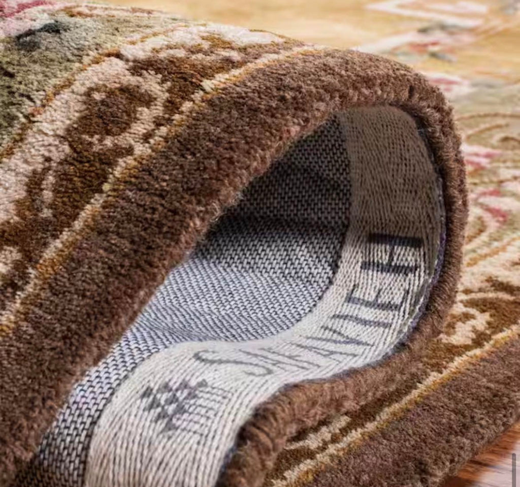 Classic Light Gold/Green 5 ft. x 7 ft. Oval Border Area Rug