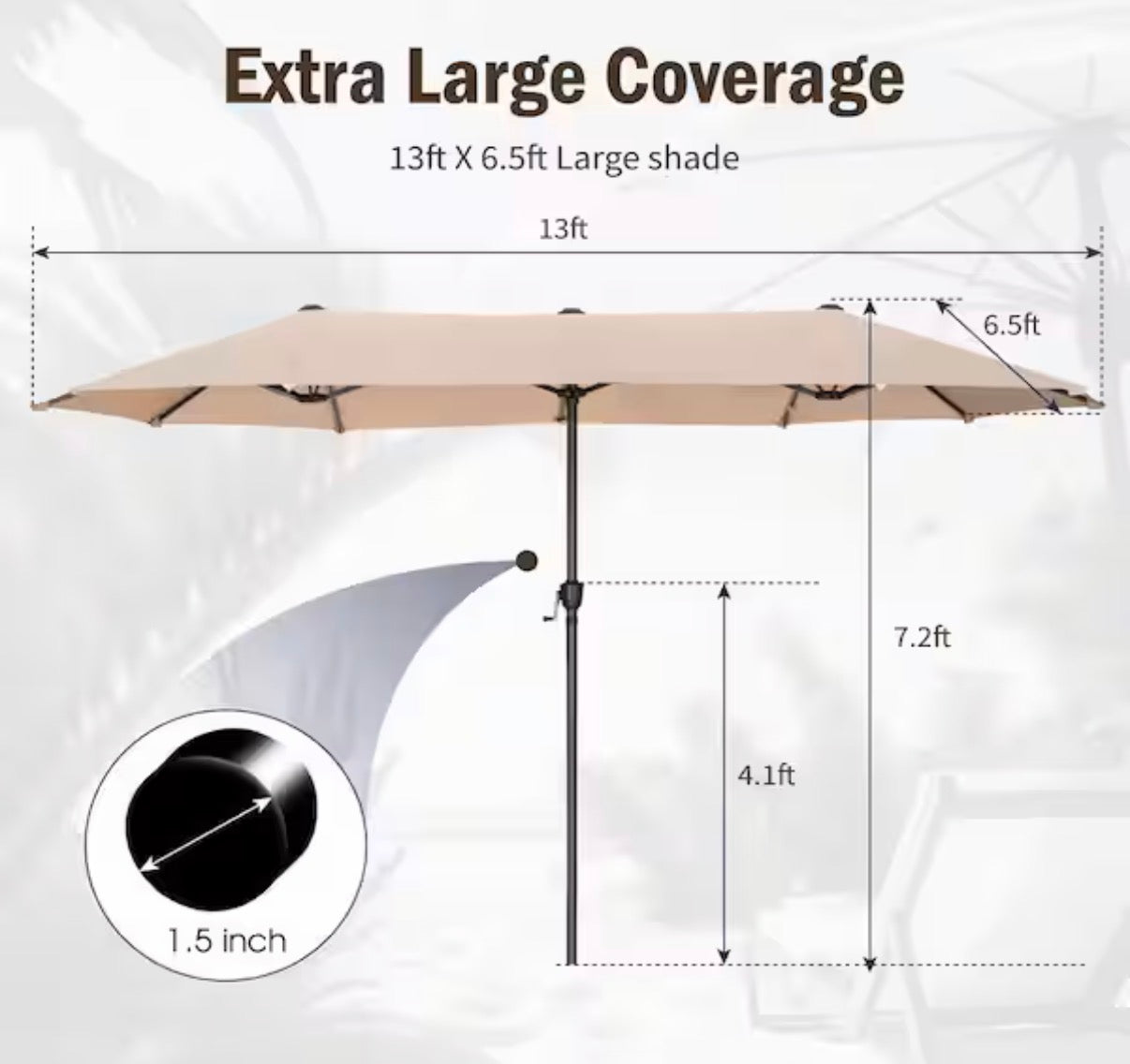 13 ft. Market Patio Umbrella 2-Side in Beige
