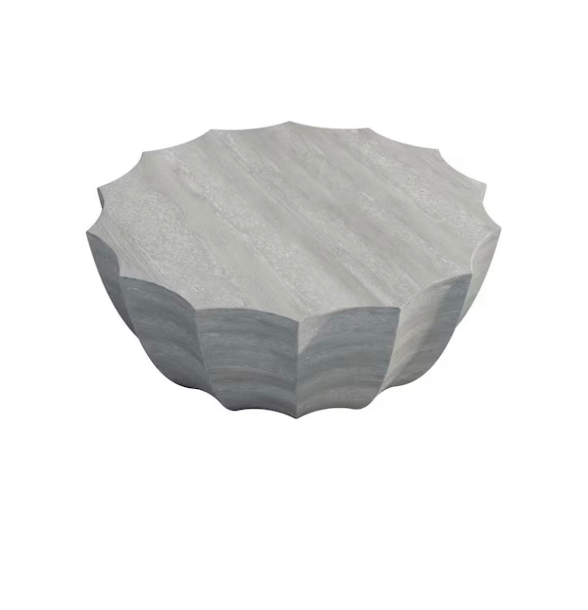 Marble & White Circular Cement Outdoor Coffee Table