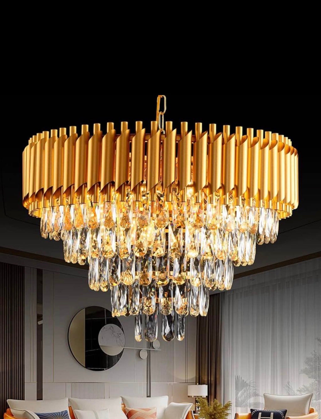 Modern Crystal Gold Chandelier 12 Lights