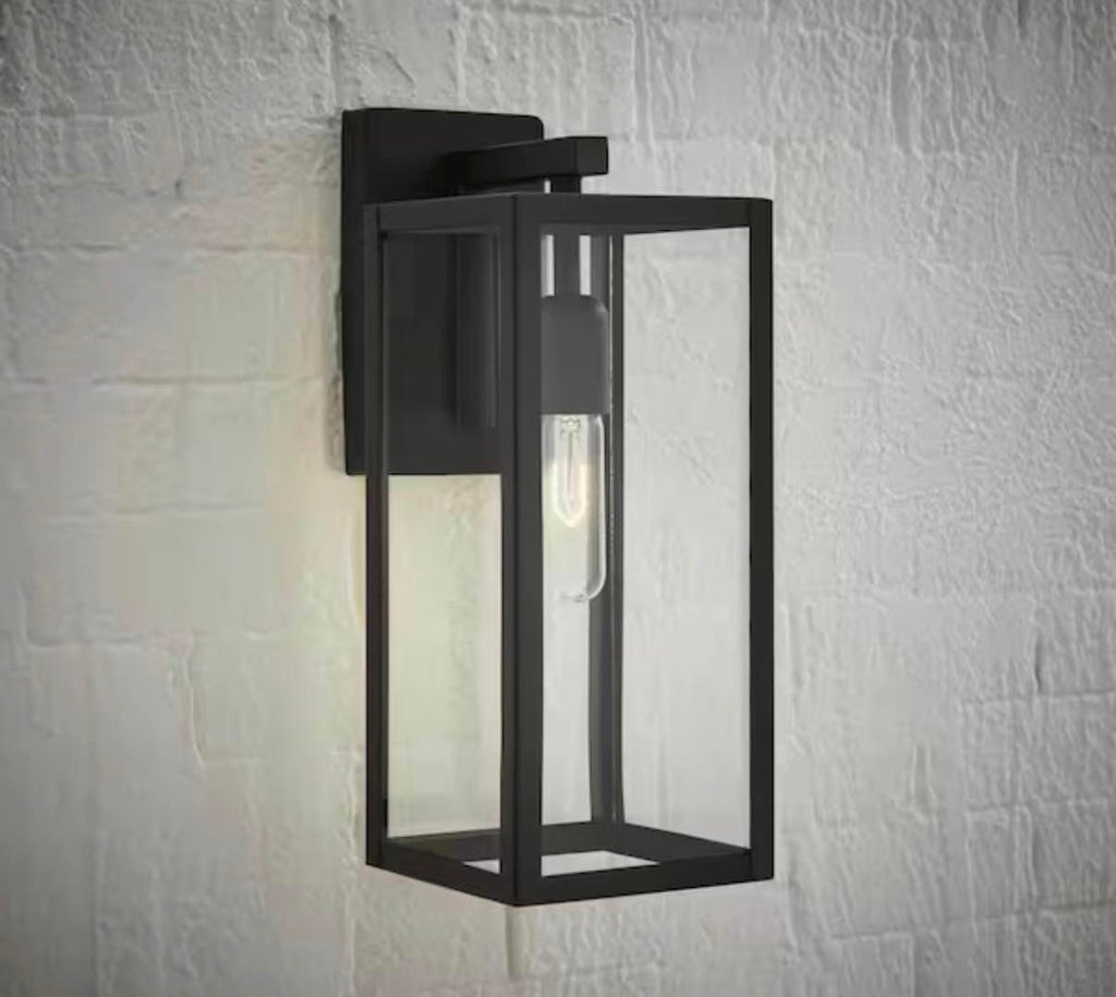 Hurley 16 in. 1-Light Modern Black Hardwired Outdoor Wall Light