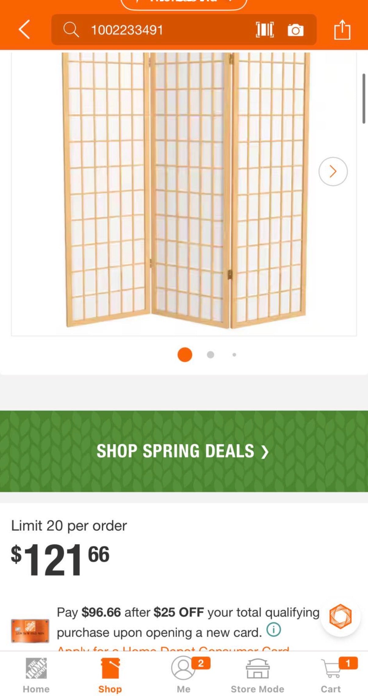 5 ft. Natural 3-Panel Room Divider