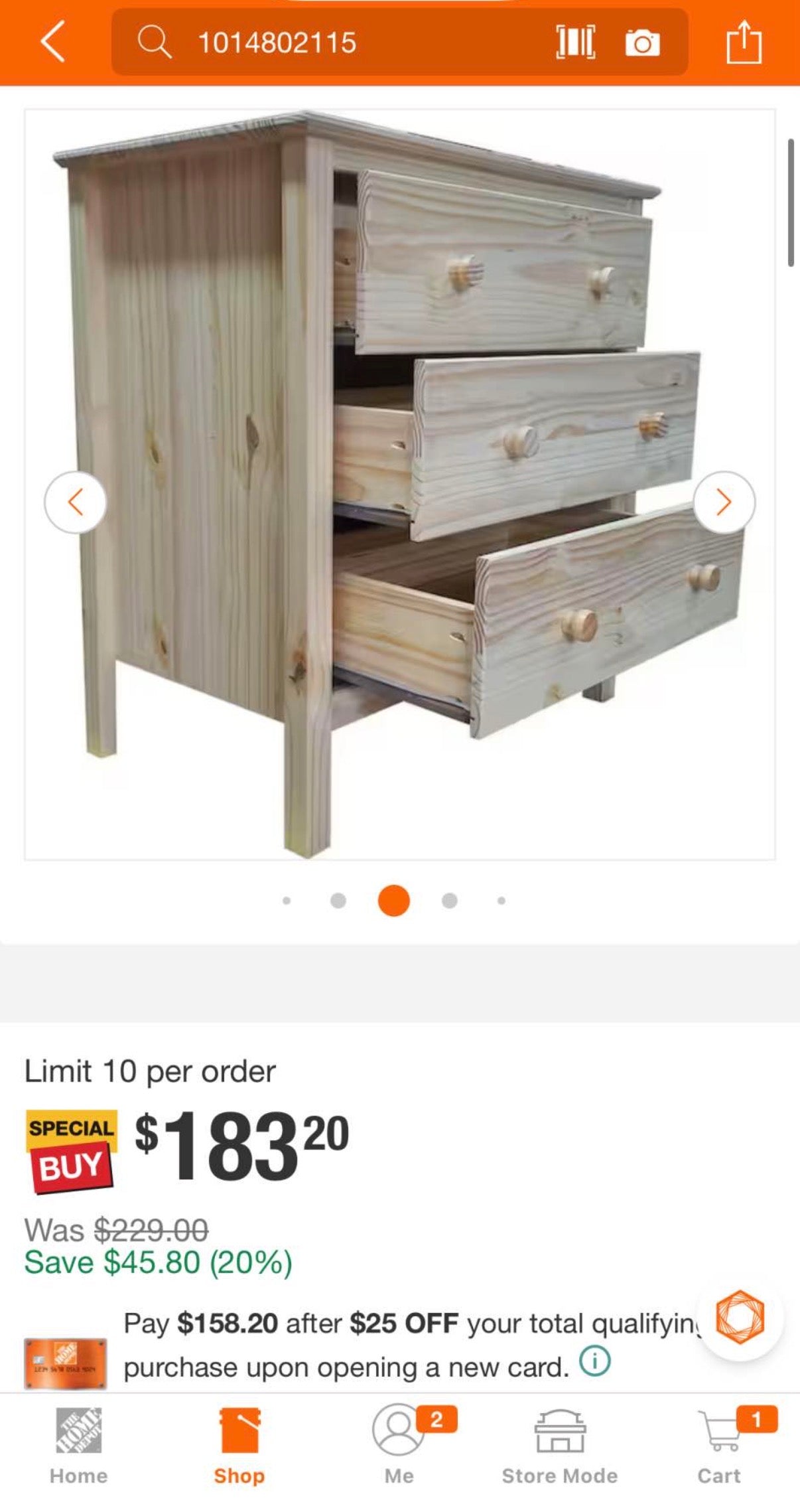 Unfinished 3-Drawer Chest , night stand ￼